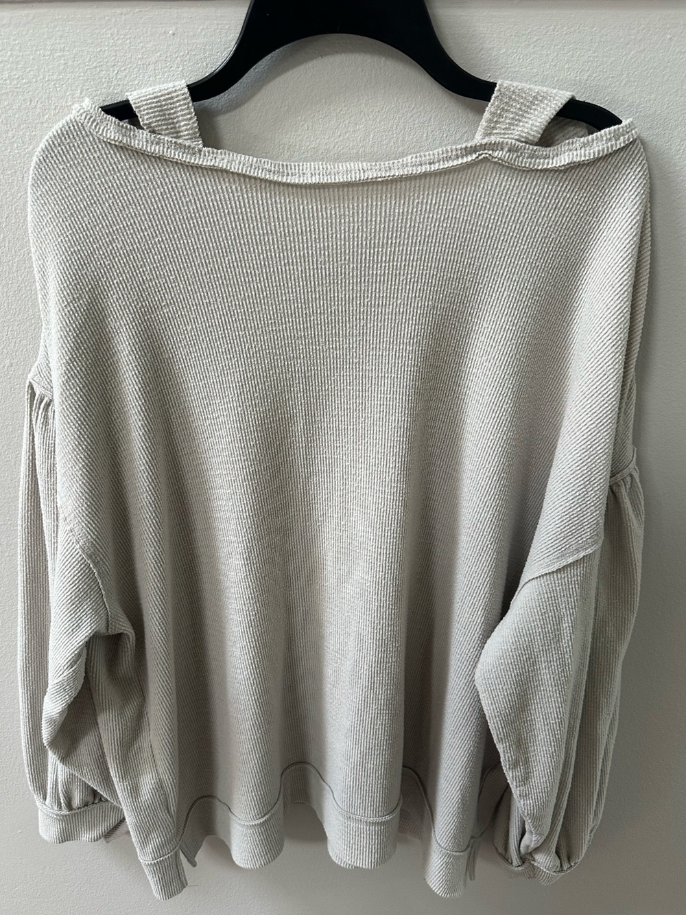 Free People We The Free Oversized Slouchy Open Back Waffle Thermal Gray S